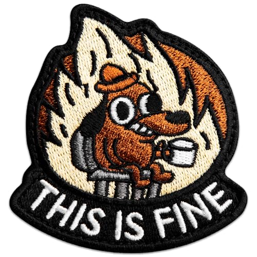 Bluyellow This is This is Fine Patch, Embroidered Hook and Loop Tactical Moral Funny Meme This is Fine Dog Patch for Tactical Backpack, Vest, Dog Harness, Hat, Sew on Opt, 2.75x3 Inches von Bluyellow