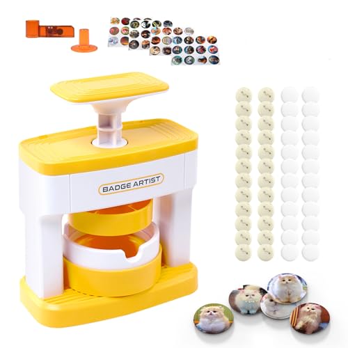 Button Maker Badge Machine, 55mm/2.16 Zoll Buttonmaschine Drücken Sie den DIY Button Press Machine mit 24 Kunststoff-Button-Teilen und 24 Muster, Pin Badge Making Kit für Geschenke DIY Kreation von BlyeMichdi