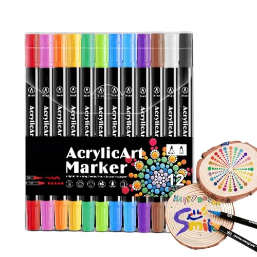 Acryl-Marker-Set, Acryl-Pinselmarker - Bunte Marker mit Pinselspitze und Punktspitze für Felsmalerei - Kunsthandwerk, Kunstbedarf, kreative Stoffmarker für Kinder und Erwachsene von Bmdjdq