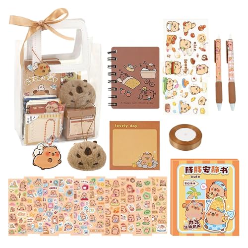 Capybara Stationery Set, niedliche Schreibtischversorgungen, Schreibzubehör, entzückendes Design, Mehrzweckgebrauch, 73/127pcs, für die Schule, Offices Desk von Bmdjdq