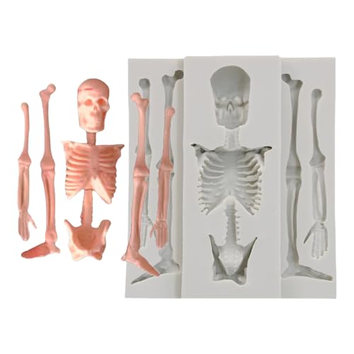 Halloween-Skelett-Silikonform, Skelett-Backform, Halloween-Schokoladenformen, Skelett-Kerzenherstellung, Silikon-Skelettharzform, Epoxidharz-Gussformen für Zuhause von Bmdjdq