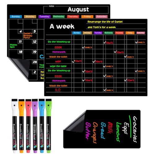 Kühlschrankplaner, Kühlschrank-Kalendertafel, monatlicher Kühlschrankplaner, Küchenplaner, Familienplaner, magnetischer Whiteboard-Kalender mit Markern und Radiergummi für Familienplanung von Bmdjdq
