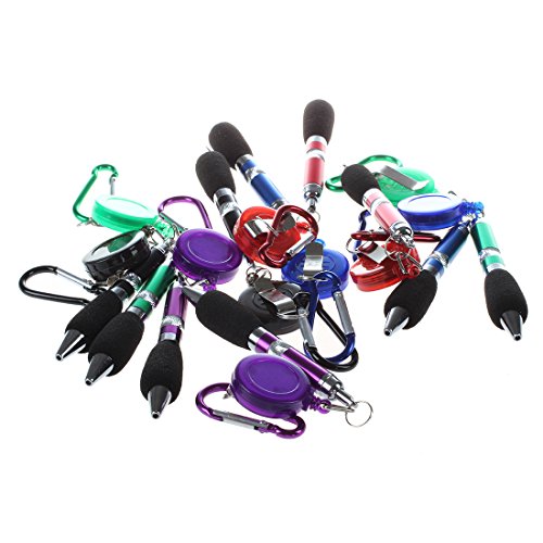 Bntaomle Einziehbar Bandspule Kugelschreiber mit Guertel-Clip und Karabinerhaken-10pcs(zufaellige Farbe) von Bntaomle