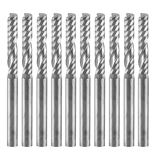 10 Stück Schaftfräser, 4mm Schaft Wolframkarbid Spirale einzelne Flöte Fräser CNC Router Bits Set, zum Schneiden auf Acryl PVC MDF Dichte Board Holz von Boaby