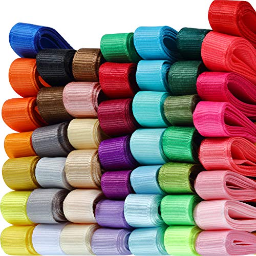 48 Farben 96 Yard 3/8 Zoll Breite Fest Grosgrain Bänder Regenbogen Farbe Stoff Band Set für Nähen Haarschleife Handwerk Hochzeit Party Geschenk Verpackung Blumen Arrangement von Boao