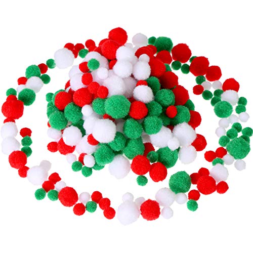 500 Stück Weihnachten Pompons Verschiedene Pompons Kleine Bastel Pompons Flauschige Pompons für Weihnachten Bastel Party Deko Artikel, 3 Größen von Boao