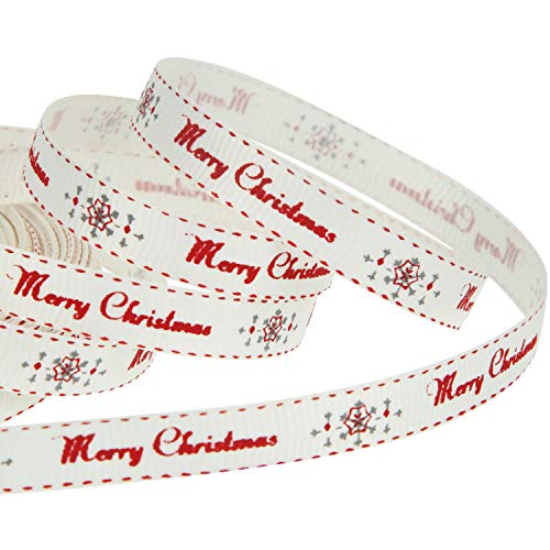 65 Fuß Weihnachten Grosgrain Band Frohe Weihnachten Geschenkband zum Verpacken von DIY Weihnachten Geschenken, 10 mm Breit von Boao