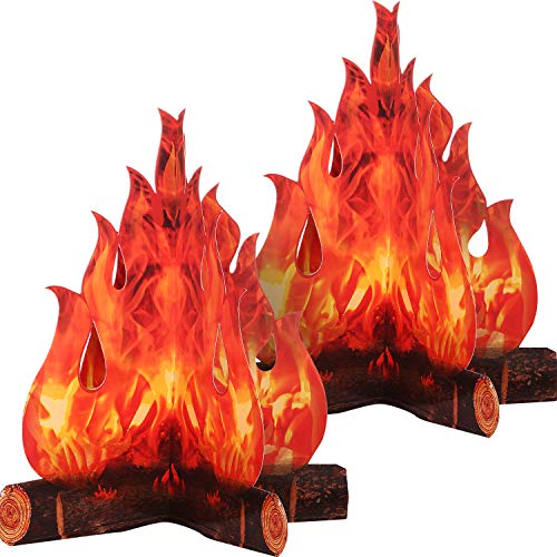 Boao 3D Dekorative Pappe Lagerfeuer Herzstück Künstliches Feuer Gefälschte Flamme Papier Party Dekorative Flamme Fackel (2 Set) von Boao