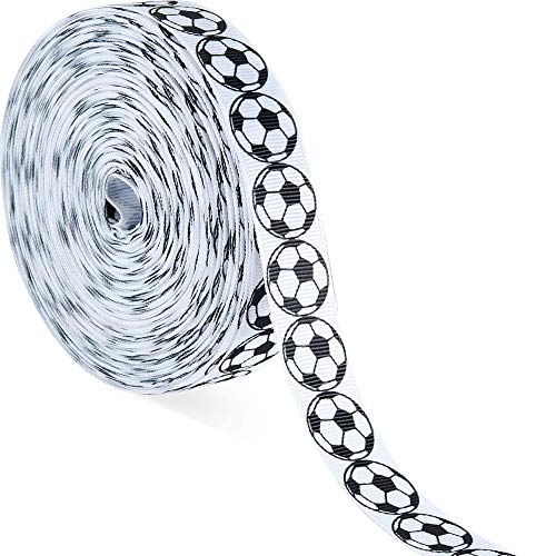 Fußball Band Ripsband Sport Design Grosgrain Band Fußball Muster Verdrahtetes Band für Geschenkverpackung, Blumen Design, DIY Haarschleife, Basteln, Hochzeit Dekoration, 25 Yards von Boao