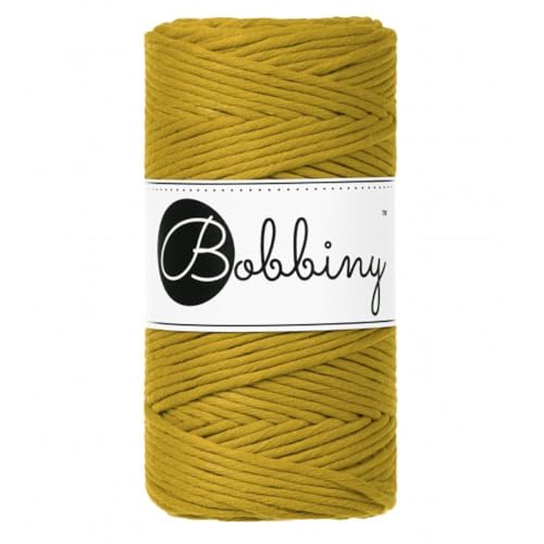 BOBBINY 3mm Makramee Garn Regular 100m weiches Baumwollgarn für DIY & Deko, Farbe:Spicy Yellow von Bobbiny