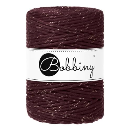 BOBBINY 5mm Makramee Garn Regular 100m weiches Baumwollgarn für DIY & Deko, Farbe:Golden Burgundy von Bobbiny