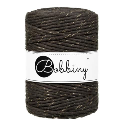 BOBBINY 5mm Makramee Garn Regular 100m weiches Baumwollgarn für DIY & Deko, Farbe:Golden Espresso von Bobbiny