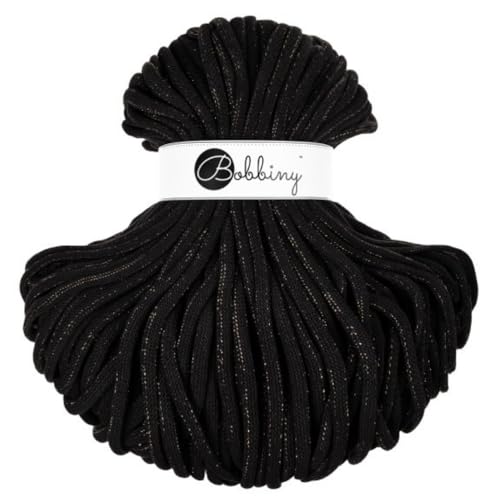 BOBBINY 9mm Jumbo Flechtkordel 1200 g Garn Makramee 50 Farben 100 m, Farbe:Golden Black von Bobbiny