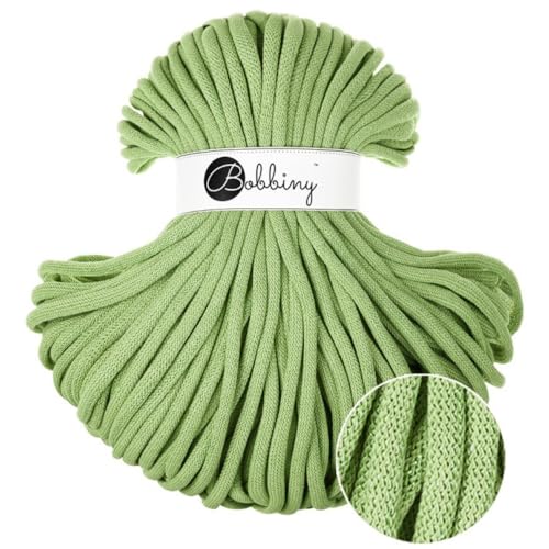 BOBBINY 9mm Jumbo Flechtkordel 1200 g Garn Makramee 50 Farben 100 m, Farbe:Unicolor Matcha von Bobbiny