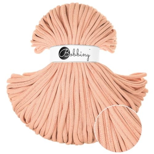 BOBBINY 9mm Jumbo Flechtkordel 1200 g Garn Makramee 50 Farben 100 m, Farbe:Unicolor Peach Fuzz von Bobbiny