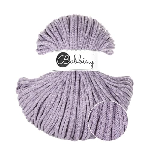 Bobbiny Flechtkordel Premium - 5mm - Baumwollkordel Baumwollgarn Garn Kordel Makramee Schnur Kordelband Natur Baumwolle DIY-Basteln 100m - Unicolor Lavender von Bobbiny