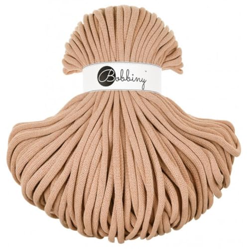 BOBBINY 9mm Jumbo Flechtkordel 1200 g Garn Makramee 50 Farben 100 m, Farbe:Biscuit von Bobbiny