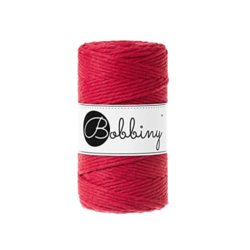 Bobbiny Macrame Cords 3 mm - 100 m - 100% Baumwolle (Classic Red) von Bobbiny