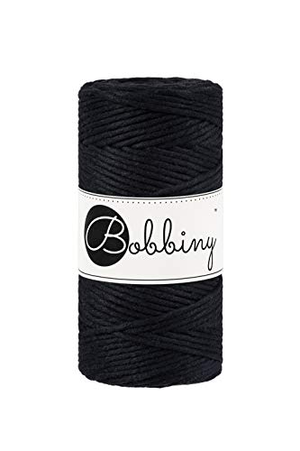 Bobbiny Makramee Kordel 3mm - 100m Wahl (Schwarz) von Bobbiny