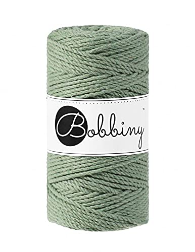 Bobbiny Makramee Kordel 3mm dreifach gedreht - 100m wählbar - Grün (EUkalyptus) von Bobbiny