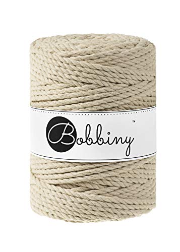 Bobbiny Makramee-Schnur, XXL, 5 mm, 3-lagig, Beige, 100 m von Bobbiny