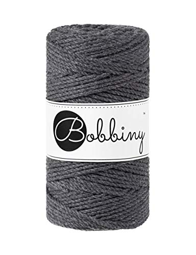 Bobbiny Makramee-Seil, gedreht, Regular 3 mm (Holzkohle), 100 m von Bobbiny