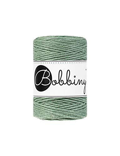 Bobbiny Oeko-Tex Premium Makramee Garn aus ökologischer Baumwolle 1,5 mm x 100 m (Eucalyptus Green) von Bobbiny