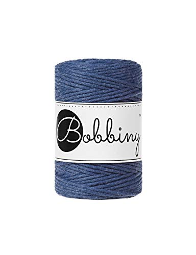 Bobbiny Oeko-Tex Premium Makramee Garn aus ökologischer Baumwolle 1,5 mm x 100 m (Jeans) von Bobbiny