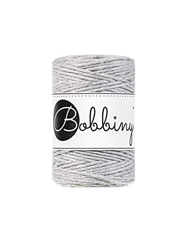 Bobbiny Oeko-Tex Premium Makramee Garn aus ökologischer Baumwolle 1,5 mm x 100 m (Light Grey) von Bobbiny