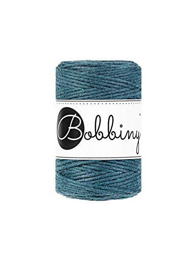 Bobbiny Oeko-Tex Premium Makramee Garn aus ökologischer Baumwolle 1,5 mm x 100 m (Peacock Blue) von Bobbiny