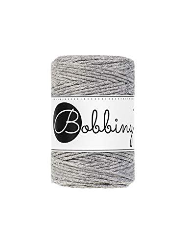 Bobbiny Oeko-Tex Premium Makramee Garn aus ökologischer Baumwolle 1,5 mm x 100 m (Silver) von Bobbiny