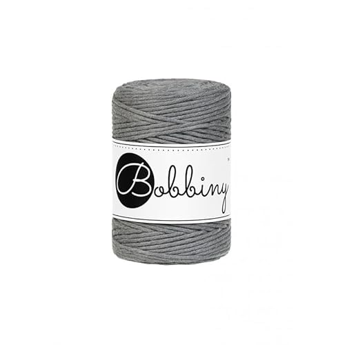 Bobbiny Oeko-Tex Premium Makramee Garn aus ökologischer Baumwolle 1,5 mm x 100 m (Stone Grey) von Bobbiny