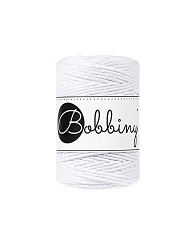 Bobbiny Oeko-Tex Premium Makramee Garn aus ökologischer Baumwolle 1,5 mm x 100 m (White) von Bobbiny