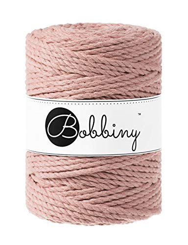 Bobbiny Oeko-Tex Premium Makramee Garn aus ökologischer Baumwolle 5 mm x 100 m 3fach gedreht (Blush) von Bobbiny