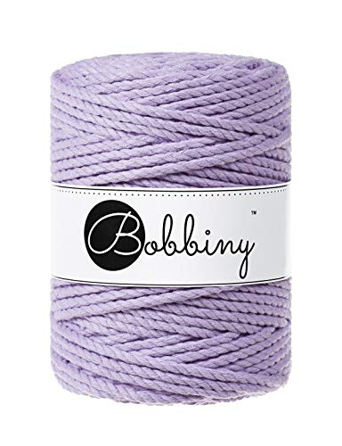 Bobbiny Oeko-Tex Premium Makramee Garn aus ökologischer Baumwolle 5 mm x 100 m 3fach gedreht (Lavender) von Bobbiny