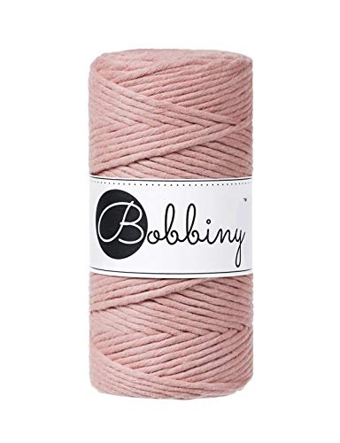 Bobbiny Oeko-Tex Premium Makramee Garn aus ökologischer Baumwolle in Blush 3 mm x 100 m von Bobbiny