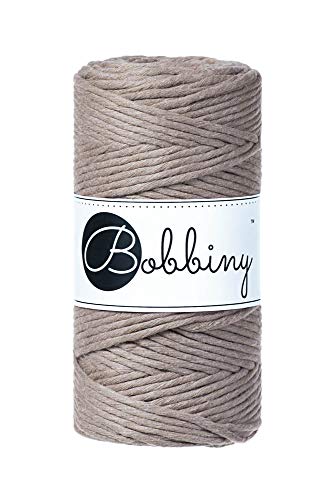 Bobbiny Oeko-Tex Premium Makramee Garn aus ökologischer Baumwolle in Coffee 3 mm x 100 m von Bobbiny