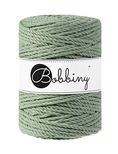 Bobbiny Oeko-Tex Premium Makramee Garn aus ökologischer Baumwolle in Eucalyptus Green 5 mm x 100 m von Bobbiny