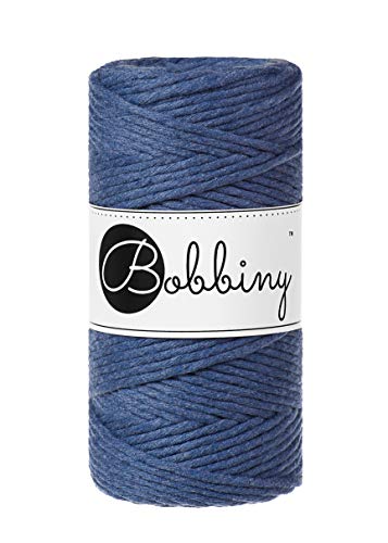 Bobbiny Oeko-Tex Premium Makramee Garn aus ökologischer Baumwolle in Jeans 3 mm x 100 m von Bobbiny