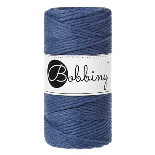 Bobbiny Oeko-Tex Premium Makramee Garn aus ökologischer Baumwolle in Jeans 3 mm x 100 m von Bobbiny