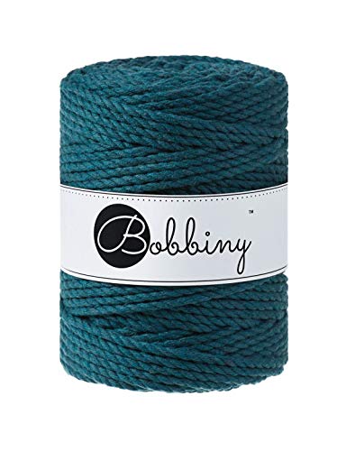 Bobbiny Oeko-Tex Premium Makramee Garn aus ökologischer Baumwolle in Peacock Blue 5 mm x 100 m von Bobbiny