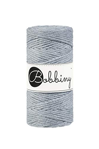 Bobbiny Oeko-Tex Premium Makramee Garn aus ökologischer Baumwolle in Silver 3 mm x 100 m von Bobbiny