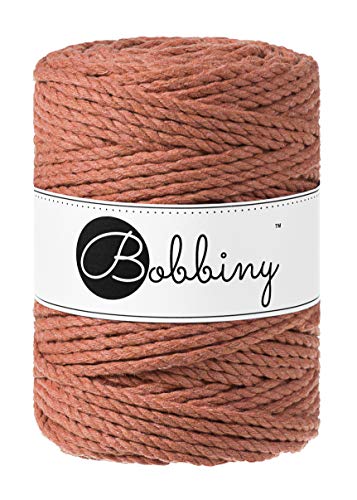 Bobbiny Oeko-Tex Premium Makramee Garn aus ökologischer Baumwolle in Terracotta 5 mm x 100 m von Bobbiny