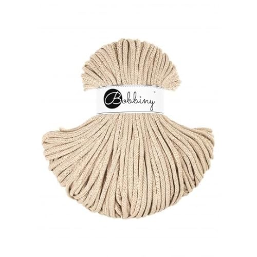 Bobbiny Premium Baumwoll-Flechtschnur - 5mm x 100m - Vielseitige Makramee-Kordel für Stricken, Weben, DIY-Basteln und Heimdekoration - Hochwertige Bunte Bastelschnur - Golden Warm Beige von Bobbiny