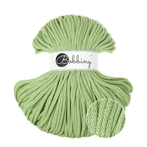 Bobbiny Premium Baumwoll-Flechtschnur - 5mm x 100m - Vielseitige Makramee-Kordel für Stricken, Weben, DIY-Basteln und Heimdekoration - Hochwertige Bunte Bastelschnur - Unicolor Matcha von Bobbiny