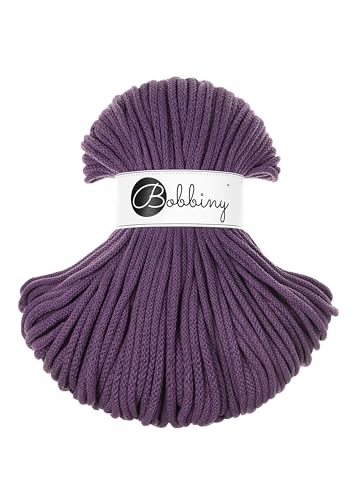 Bobbiny Premium Baumwoll-Flechtschnur - 5mm x 100m - Vielseitige Makramee-Kordel für Stricken, Weben, DIY-Basteln und Heimdekoration - Hochwertige Bunte Bastelschnur - Violet von Bobbiny