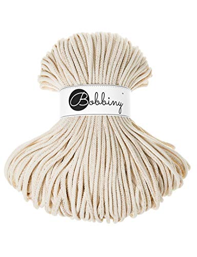 Bobbiny Premium Cords 5 mm - Rope-Garn 100 m 100% Baumwolle (Golden Natural) von Bobbiny