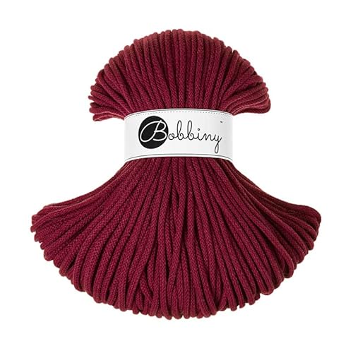 Bobbiny Premium Cords 5 mm - Rope-Garn 100 m 100% Baumwolle (Wine Red) von Bobbiny