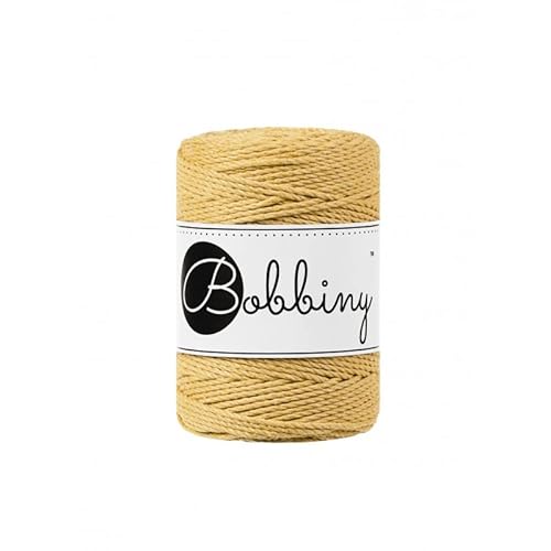 Bobbiny Premium Makramee Garn aus 100% recycelter Baumwolle 1,5 mm 3-Fach gedreht 100 m (Honey) von Bobbiny