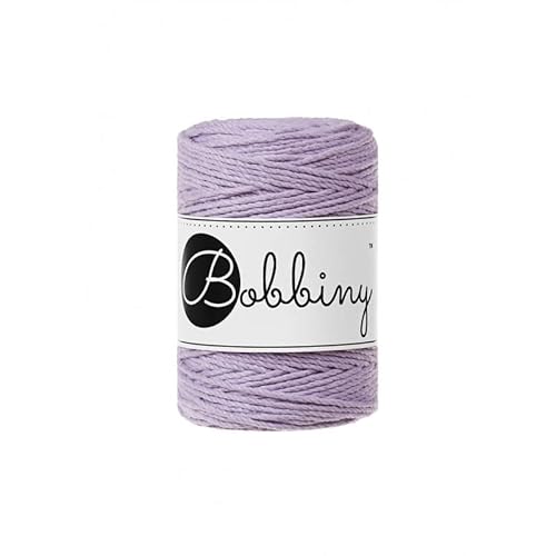 Bobbiny Premium Makramee Garn aus 100% recycelter Baumwolle 1,5 mm 3-Fach gedreht 100 m (Lavender) von Bobbiny